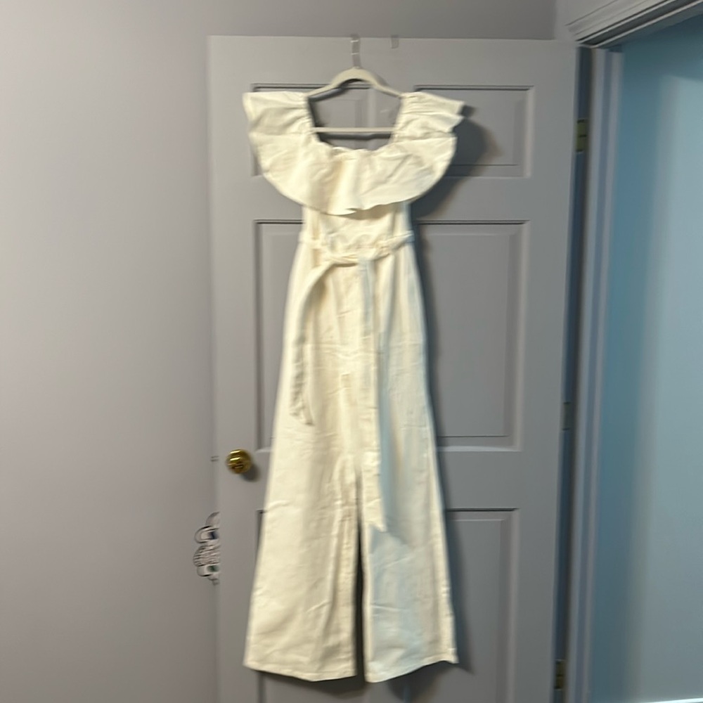 Flying Tomato Denim Cream Jumpsuit